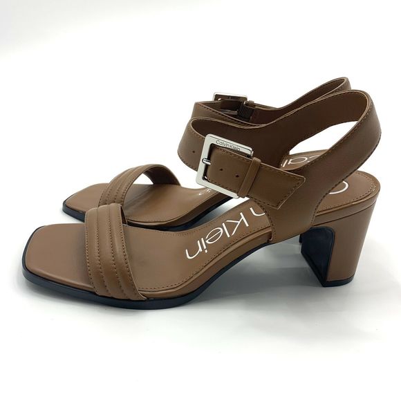 Calvin Klein Tan Darla Leather Block Heel Size 8.5 - Picture 5 of 11